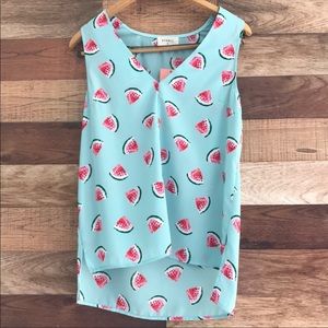 Watermelon Tank Top Blouse • Everly • Size Small • New With Tags • Boutique
